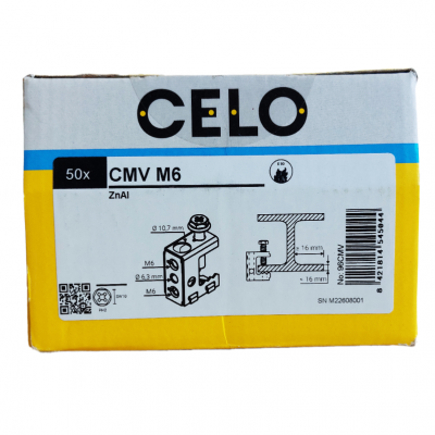 Uchwyt CMV do belek z gwintami M6 i otworami 6,3mm grubośc belki <16 opk=50szt. 96CMV CELO (96CMV)